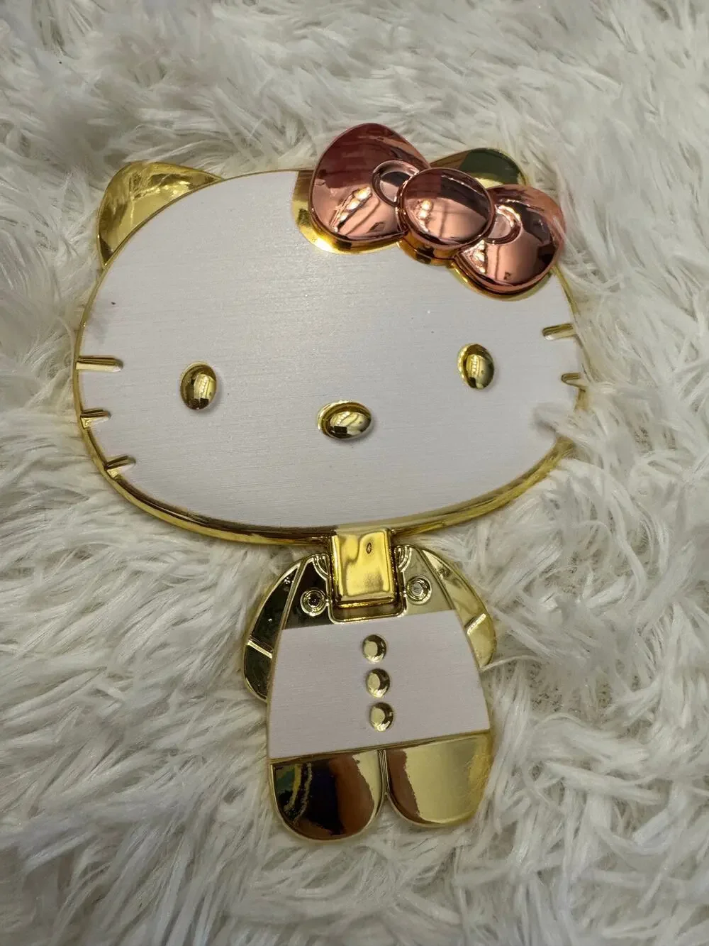 Hello Kitty folding standing handheld gold mirror with rose gold bow